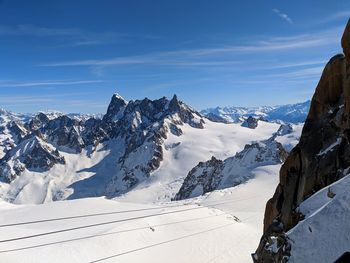 Snow covered mountains against sky