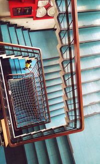 Low angle view of spiral staircase in building