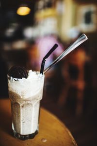 Close-up of cookie milkshake