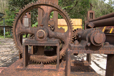 Close-up of rusty machine part