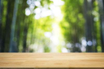 Close-up of wooden table
