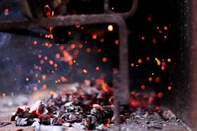 Close-up of burning coal