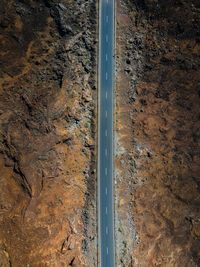 High angle view of wet road