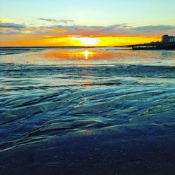 Scenic view of sea at sunset