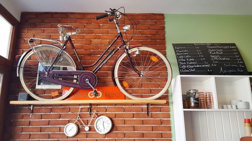 Bicycles on wall