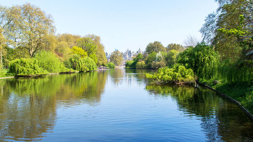 Scenic view of lake against clear sky