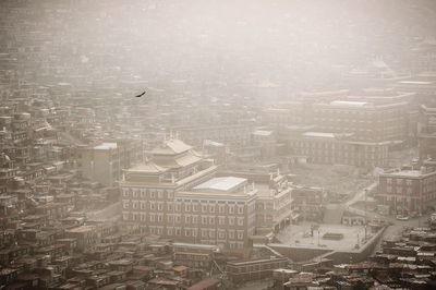 Aerial view of city during winter
