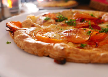 Close-up of pizza on plate