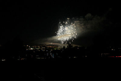 Firework display at night