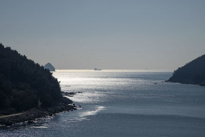 Scenic view of sea against clear sky