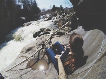 Woman standing in water