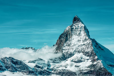 View of the matterhorn, one of the highest mountains in the alps.