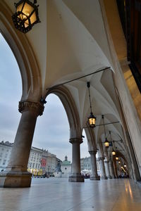 Low angle view of illuminated ceiling in building