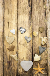 Close-up of heart shape on table