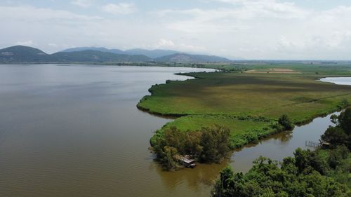 Scenic view of lake against sky