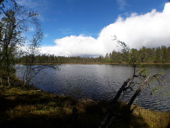 Scenic view of lake against sky