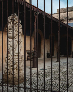 Closed metal door of old building