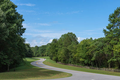 Road amidst trees against sky