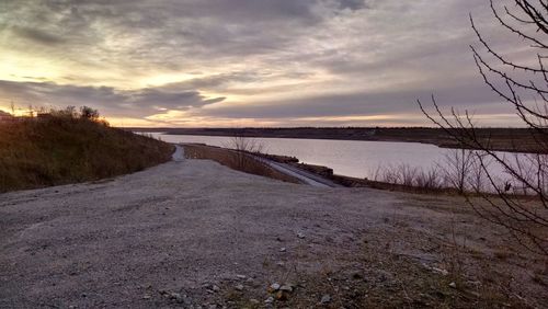 Scenic view of sea at sunset