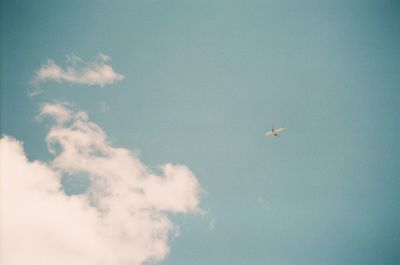 Low angle view of airplane flying in sky