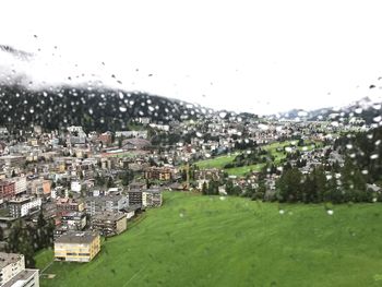 View of cityscape against clear sky