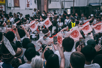 People on street in city