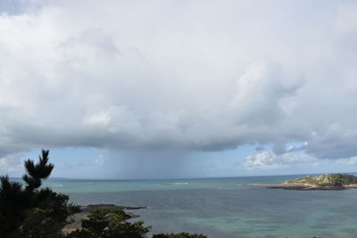 Scenic view of seascape against cloudy sky