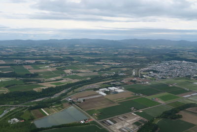 High angle view of townscape against sky