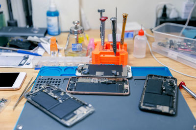 Close-up of laptop on table