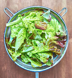 High angle view of vegetables in bowl on table