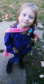 High angle portrait of girl smiling