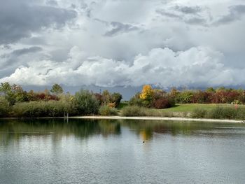 Scenic view of lake against sky