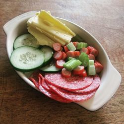 Close-up of fruits in bowl on table