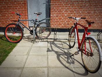 Bicycle against brick wall