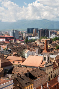 High angle view of townscape against sky