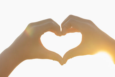 Close-up of heart shape against white background