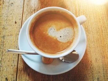 High angle view of coffee on table