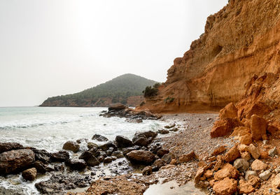 Scenic view of sea against clear sky