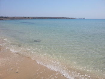 Scenic view of sea against clear sky