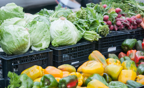 Vegetables for sale at market stall