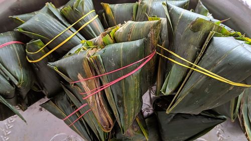 High angle view of food for sale