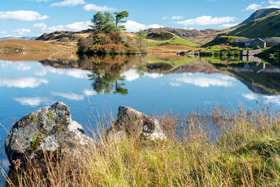 Scenic view of lake against sky