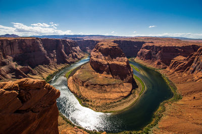 Aerial view of rock formations against sky