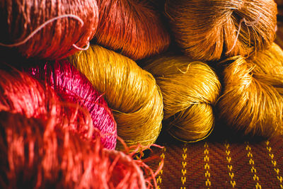 Close-up of multi colored threads