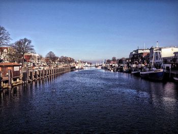 Canal with buildings in background