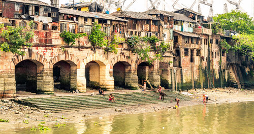 Riverfront steps leading to the banks of the river ganges, kolkata