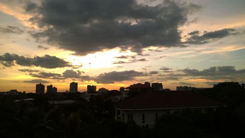 Buildings at sunset