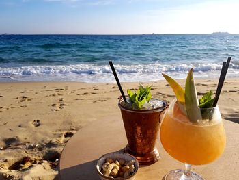 Tropical drinks at beach