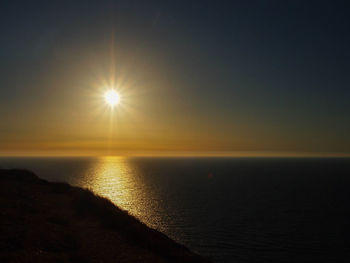 Scenic view of sea against sky at sunset