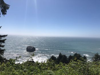 Scenic view of sea against clear sky